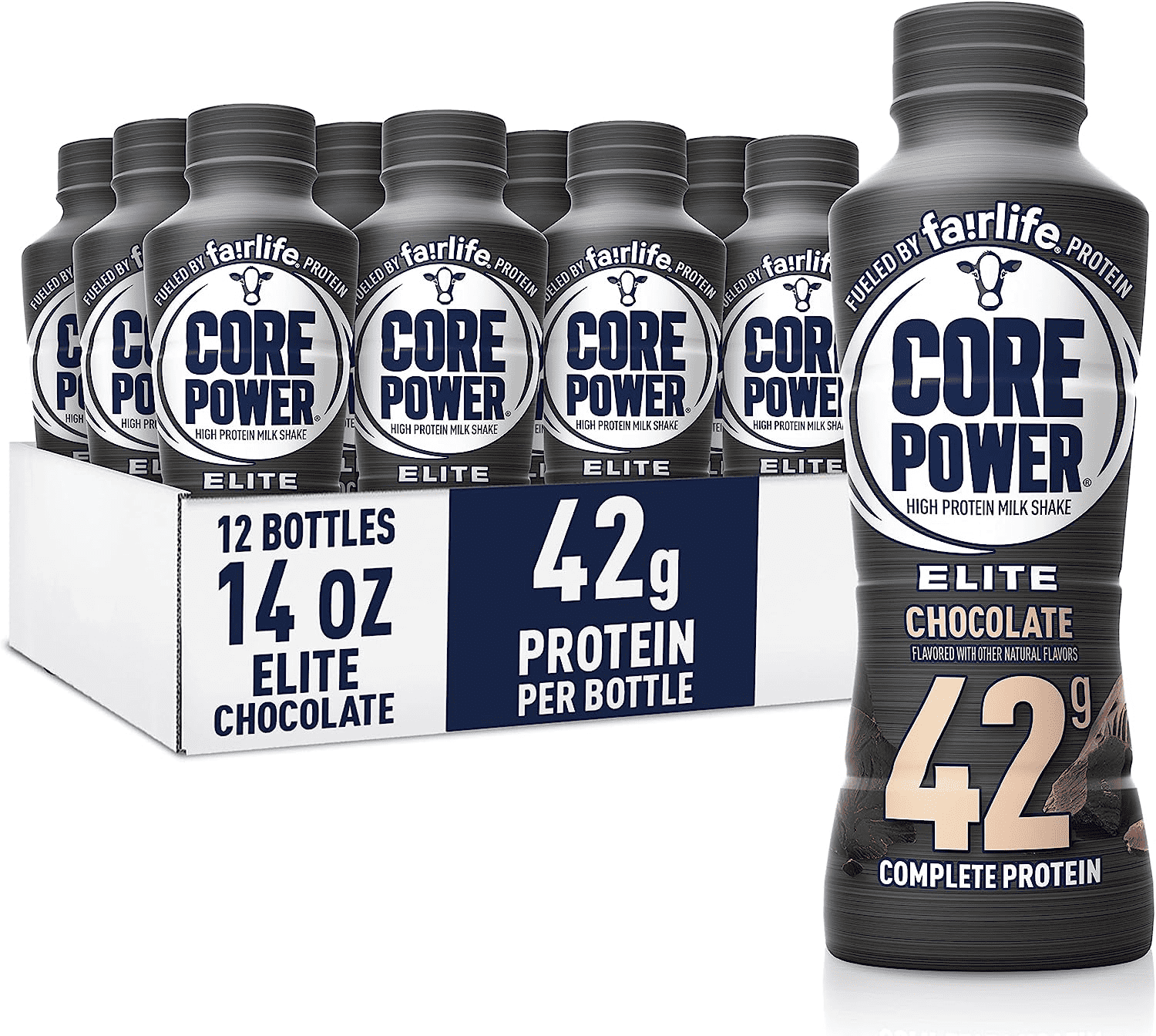 Core Power elite chocolate flavor, fairlife core power, protein milk, 14 fl oz, cellulose gum, cellulose gel