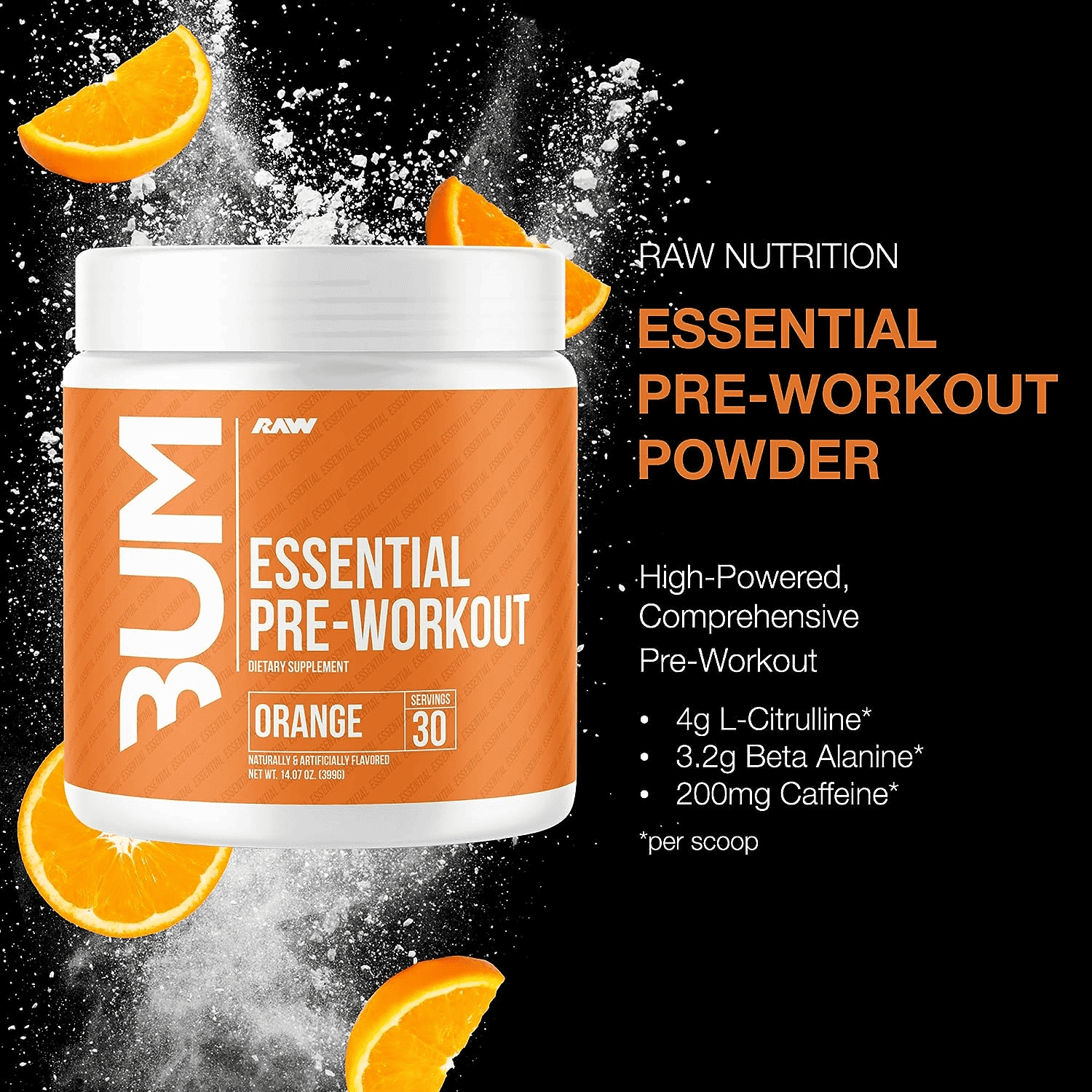 RAW Essential Pre-Workout Powder, best pre workout, pre workouts, best non stim pre, muscle gain