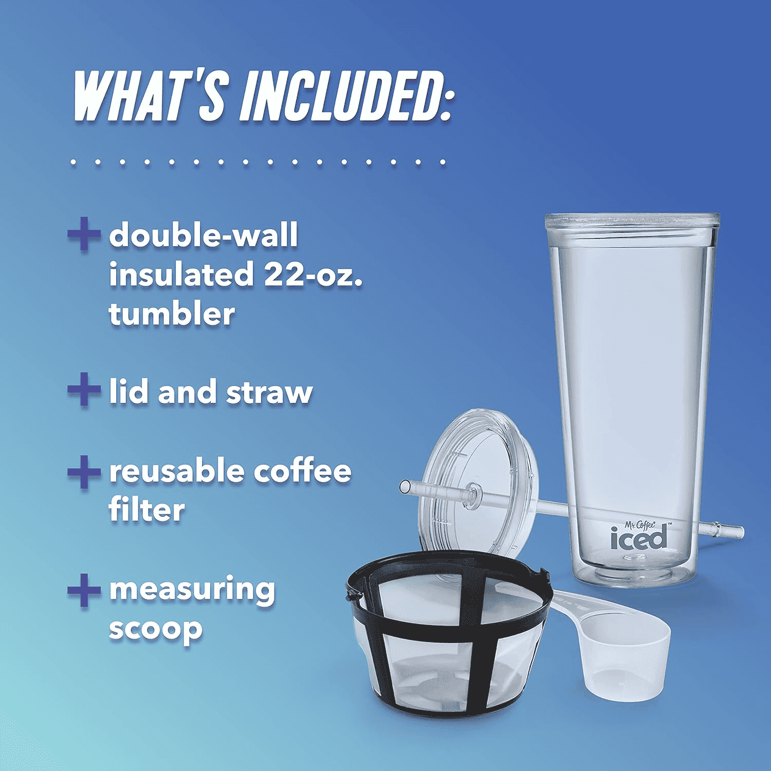 Mr. Coffee Iced Coffee Maker, coffee maker with reusable tumbler, hot coffee maker, tumbler and coffee filter