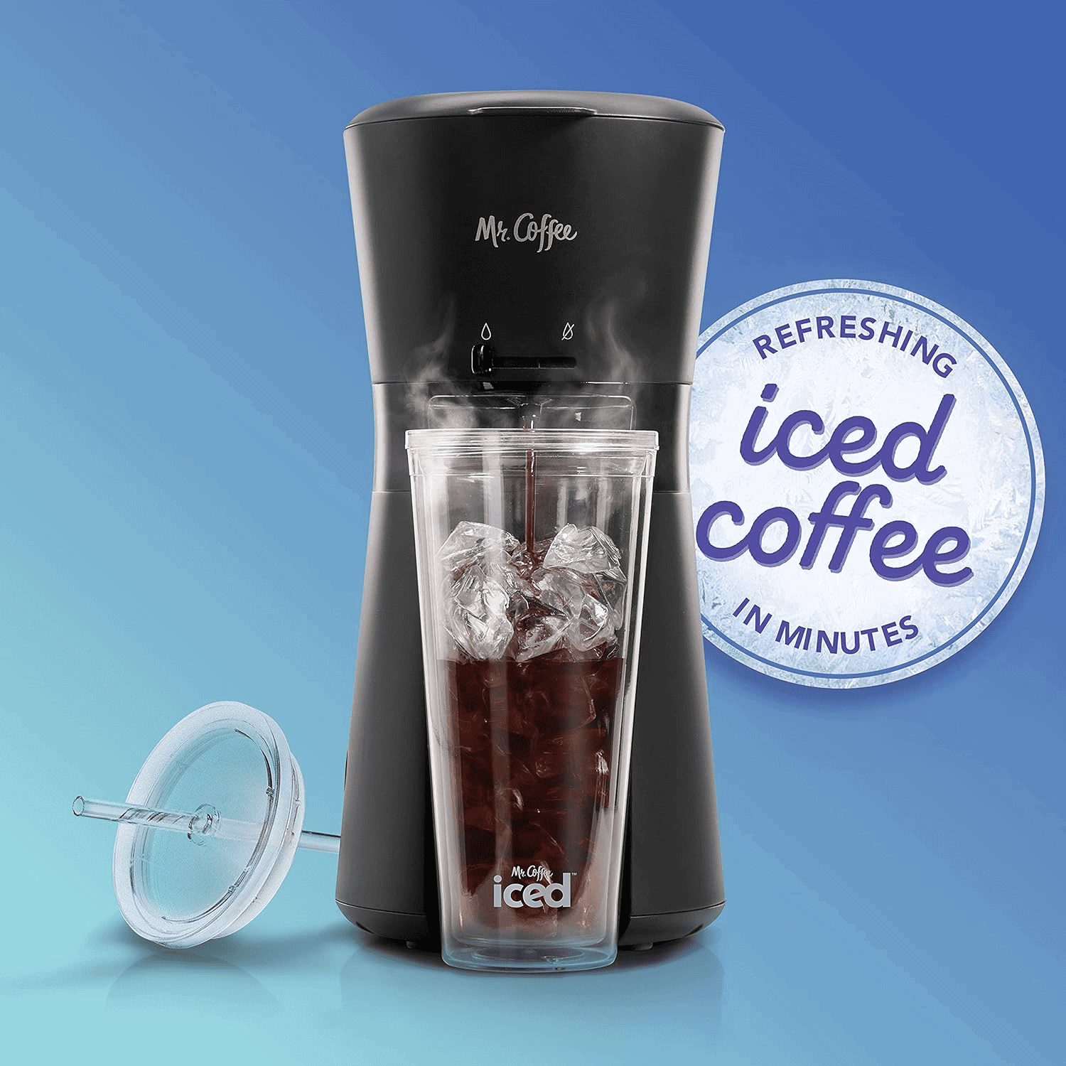 Mr. Coffee Iced Coffee Maker, coffee maker with reusable tumbler, reusable tumbler and coffee, coffee filter