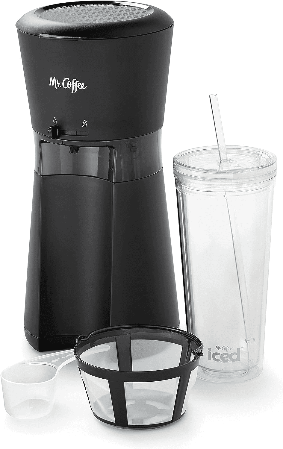 A person holding a cup of refreshing iced coffee made with Mr. Coffee Iced Coffee Maker