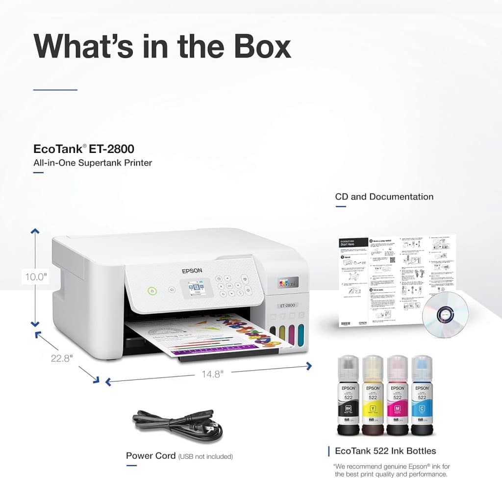 best home printer, Epson EcoTank ET-4800 Wireless All-in-One Cartridge-Free Supertank Printer